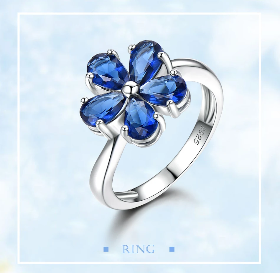 Anillo de flores de plata de ley 925 con zafiro para mujer Elegancia atemporal y brillo cautivador para un toque floral sofisticado