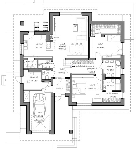 Domidea 55 N - Rzut parteru - wersja 2