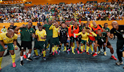 Bafana Bafana players celebrate after winning the Africa Cup of Nations third place playoff against Democratic Republic of the Congo at the Stade Felix Houphouet Boigny in Abidjan, Ivory Coast.