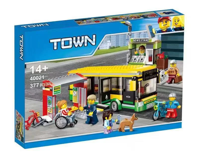 City Series Bus Bus Station blocs de construction à assembler. Crée ta propre gare routière et développe ta créativité.