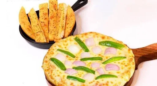 Italy Garlic Bread With Capsicum Onion Pizza [12 Inches]