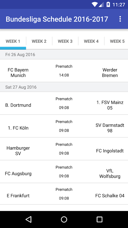 Android application Bundesliga  Fixture screenshort