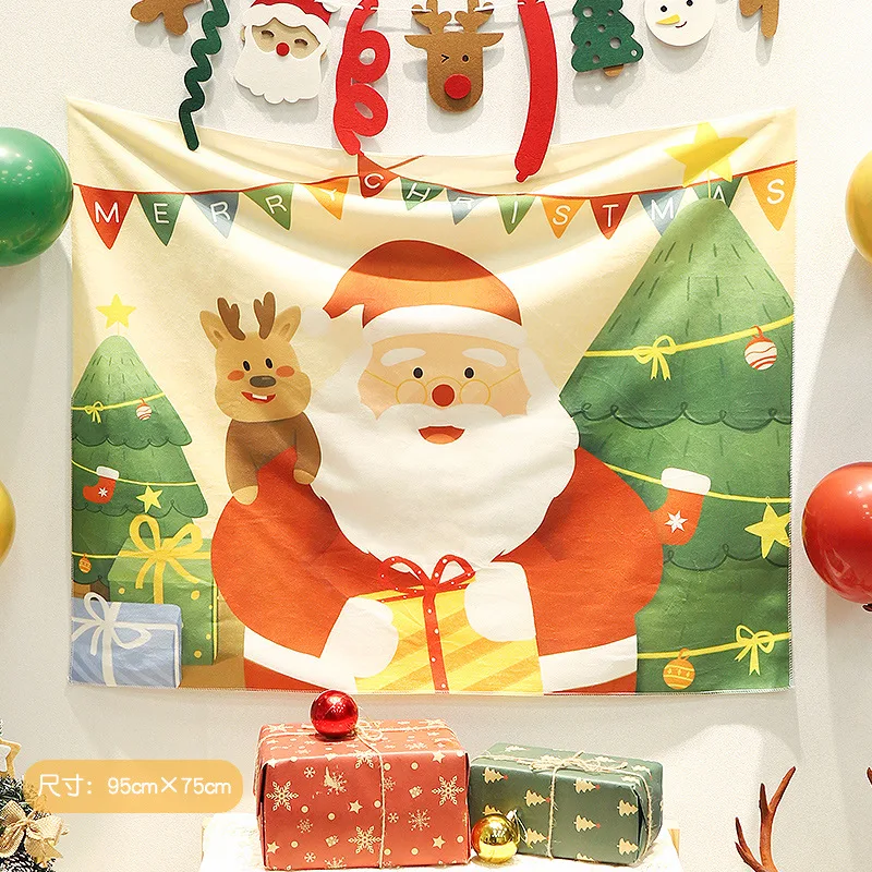 Weihnachtliche Hängeflagge mit Szenenlayout für festliche Dekoration. Schaffen Sie eine gemütliche Atmosphäre und Freude in Ihrem Zuhause.