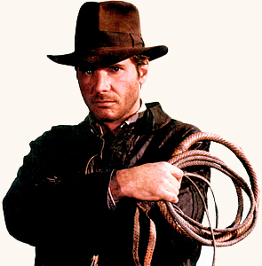 Indiana Jones holding his whip