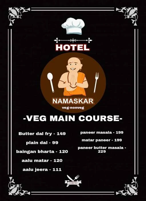 Hotel Namaskar menu 