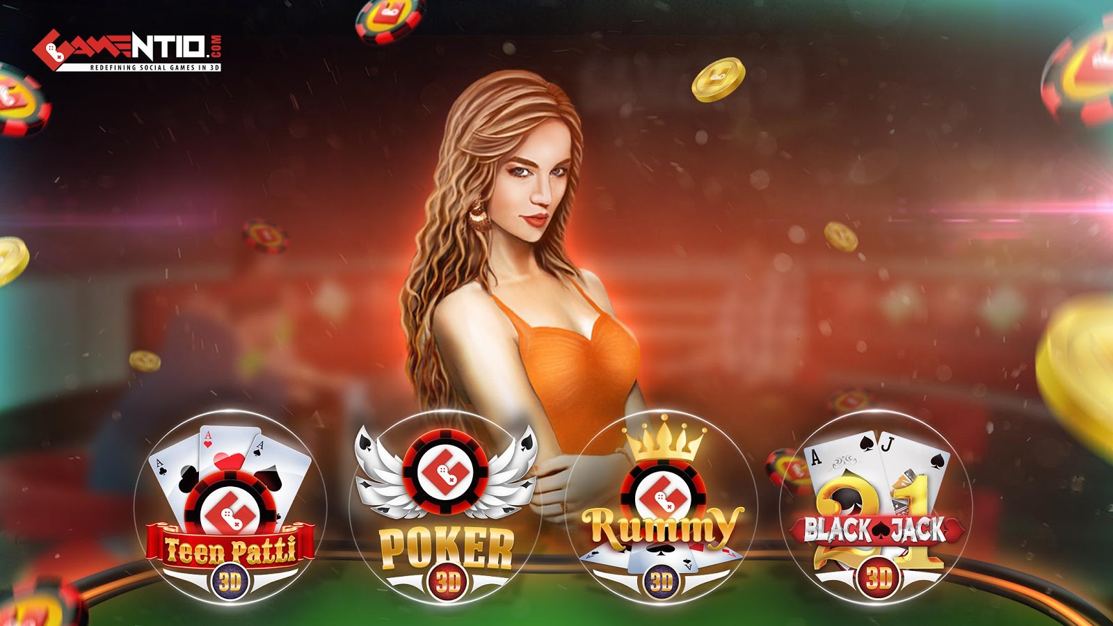 Gamentio 3D: Poker Teenpatti Rummy Slots +More.Poker: Play the popular card game of Texas Hold’em for free on the Six Players table.Rummy: Enjoy the relaxing card game of Indian Rummy for free: 2 Deck; Min 2, max 4 players.Teen Patti: Play 3 Patti Tash game & variants in 3D: Muflis, AK47, Highest Card Joker and Lowest Card Joker/5(K).