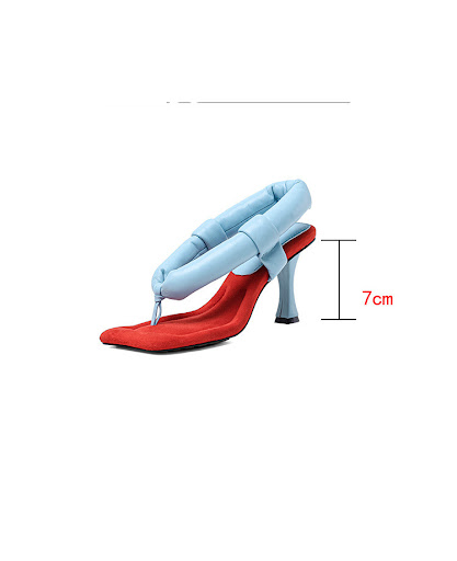 Title 7, Nipped Sheepskin Sandals with Toe High Heels of...