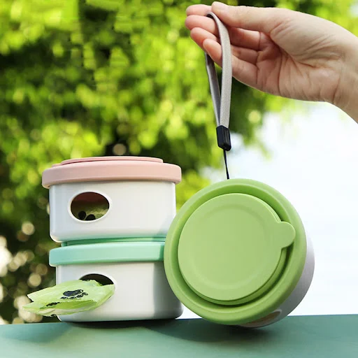 Combination Portable Case Folding Pet Bowl Food Grade Silicone Walk The Dog Feeder Water Bottle Pet Accessories