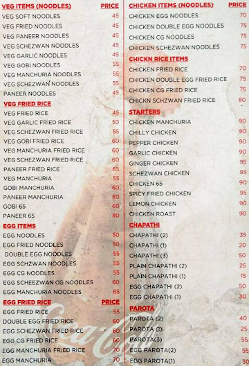 Sri Sai Tiffins menu 