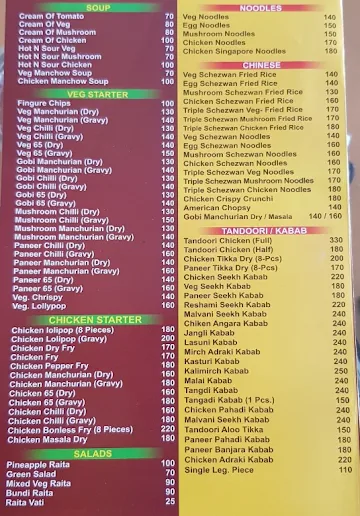 Khana Khazana menu 