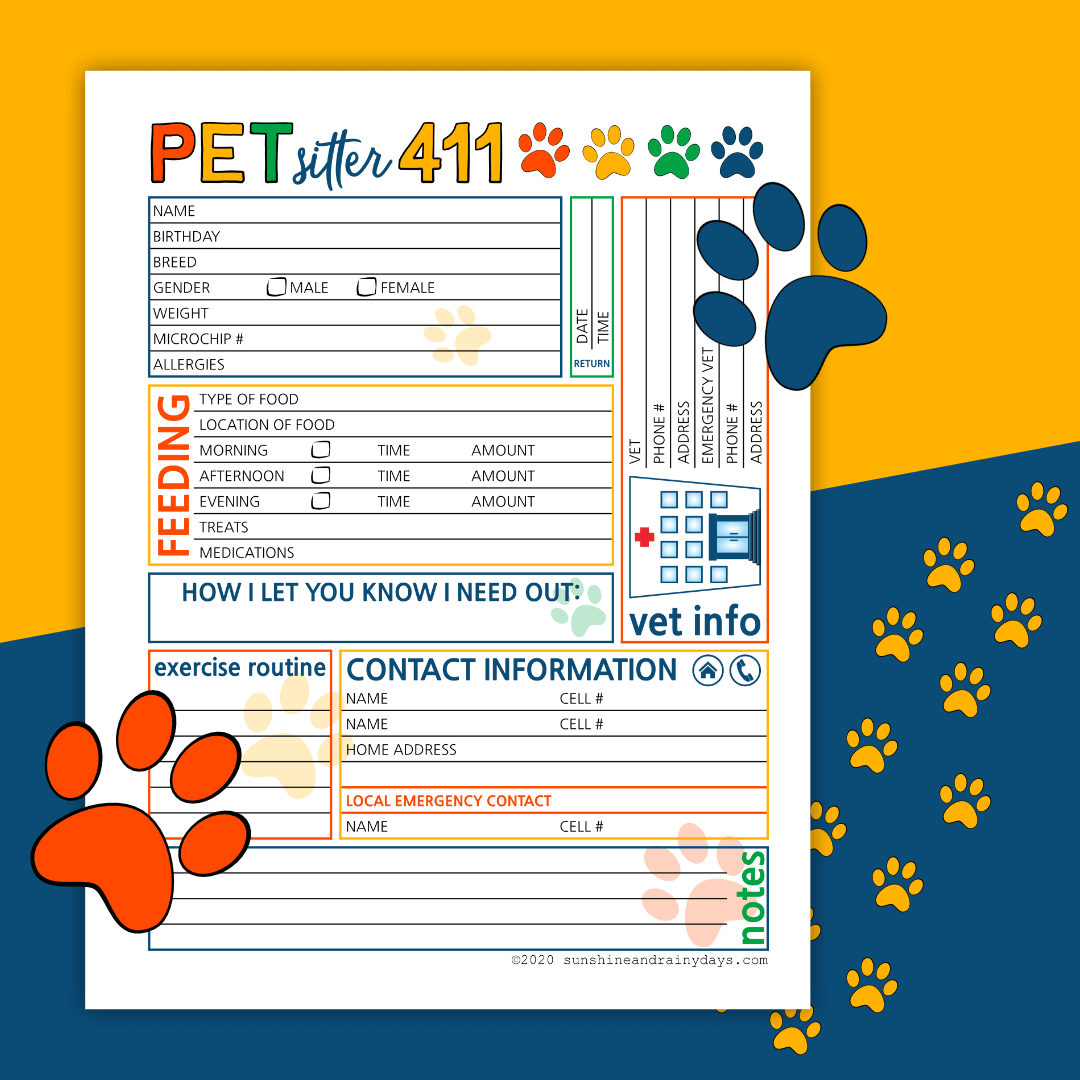 cat sitting instructions template