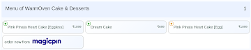 WarmOven Cake & Desserts menu 