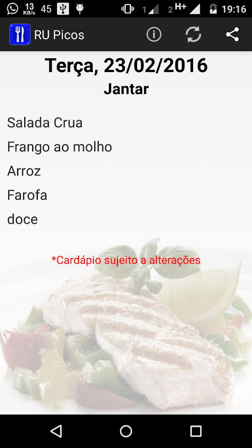 Android application Cardápio RU UFPI Picos screenshort