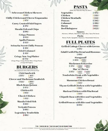 Aura Cafe & Infusion Bar menu 