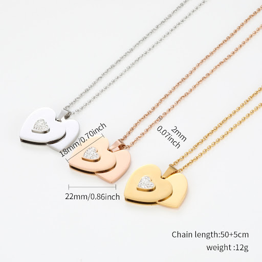 Title 2, Best Friend Gift Peach Heart Combination Neckla...