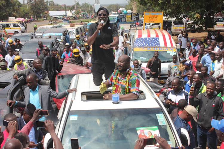 Roots party presidential candidate George Wajackoyah during campaigns in Kisumu on Monday June 28, 2022.