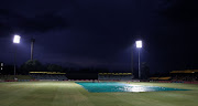 Match delayed due to rain during the 2017 Ram Slam T20 match between The Multiply Titans and Hollywoodbets Dolphins at Sahara Park Willowmoore Stadium, Benoni South Africa on 24 November 2017.