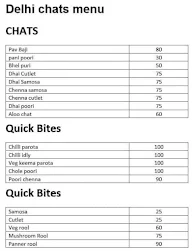 Delhi Chaats menu 2