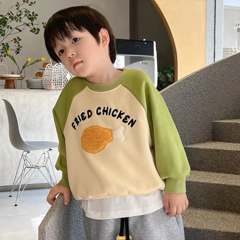 Fleece Lined Children's Sweater Girls' Cartoon Pullover Top, Warm and Cozy for Winter, Comfortable and Stylish, Perfect 
