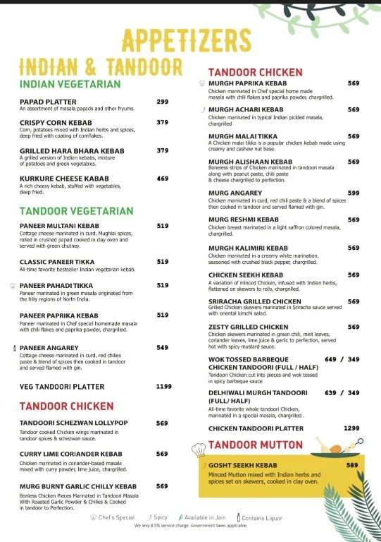 Rainforest menu 