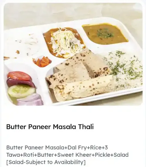 Butter Paneer Masala Thali