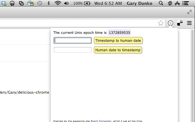 Epoch Converter chrome extension