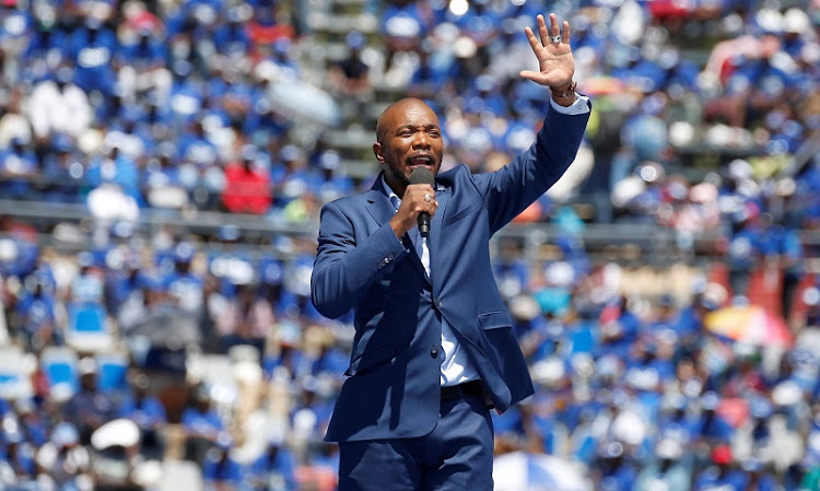 Democratic Alliance leader Mmusi Maimane speaks during the party's election manifesto launch in Johannesburg on Saturday.