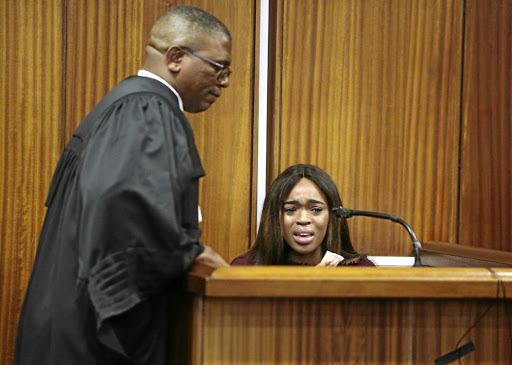 Cheryl Zondi's face became known throughout the country when she was the state's first witness in the rape trial of pastor Timothy Omotoso. Her testimony was shown live on TV. With her is the prosecutor, Nceba Ntelwa.