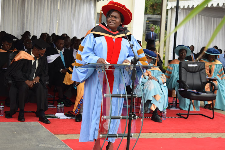 Homa Bay Governor Gladys Wanga during the first graduation ceremony of Tom Mboya University on December 21, 2022