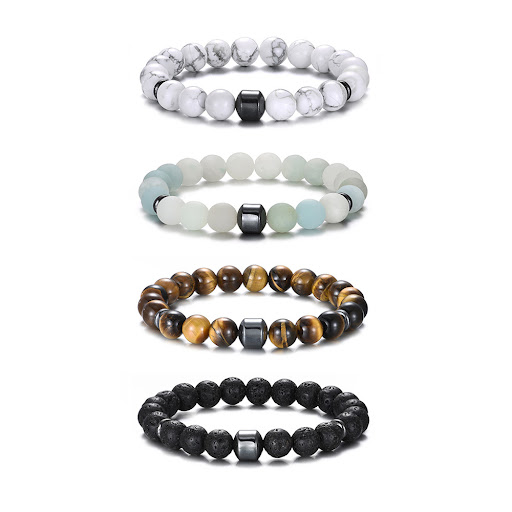 Title 8, 8mm Tiger Eye Rock Bead Stretch Bracelet with M...