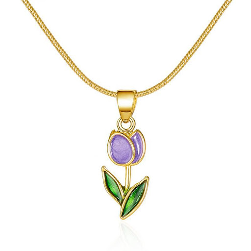Title 6, Romantic Flower Tulip Fashion Drop Oil Necklace...