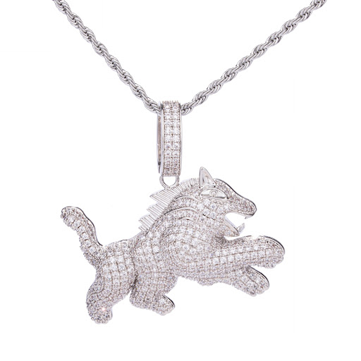 Title 4, Hip Hop Full Zircon Mens Necklace Leopard Pend...