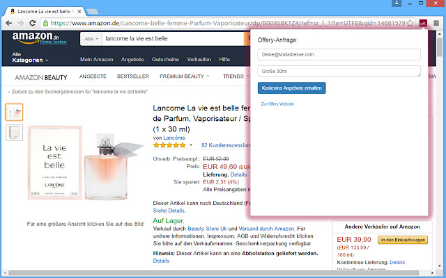 Offery-Anfrage chrome extension