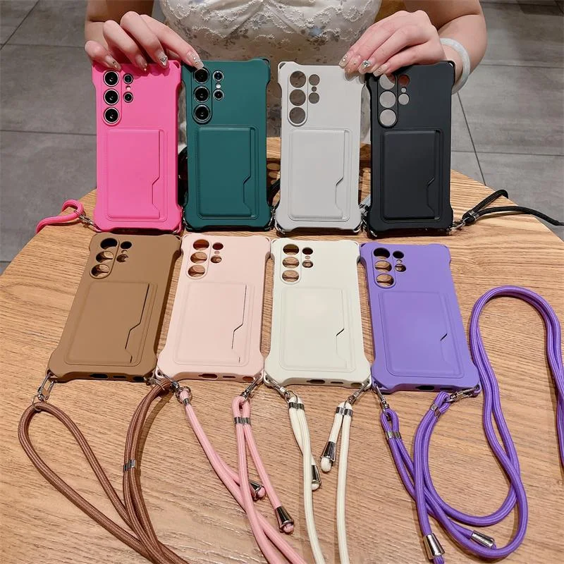 Four-corner Liquid Card Holder Lanyard Phone Case protects your phone and provides easy access to cards. Enjoy convenien