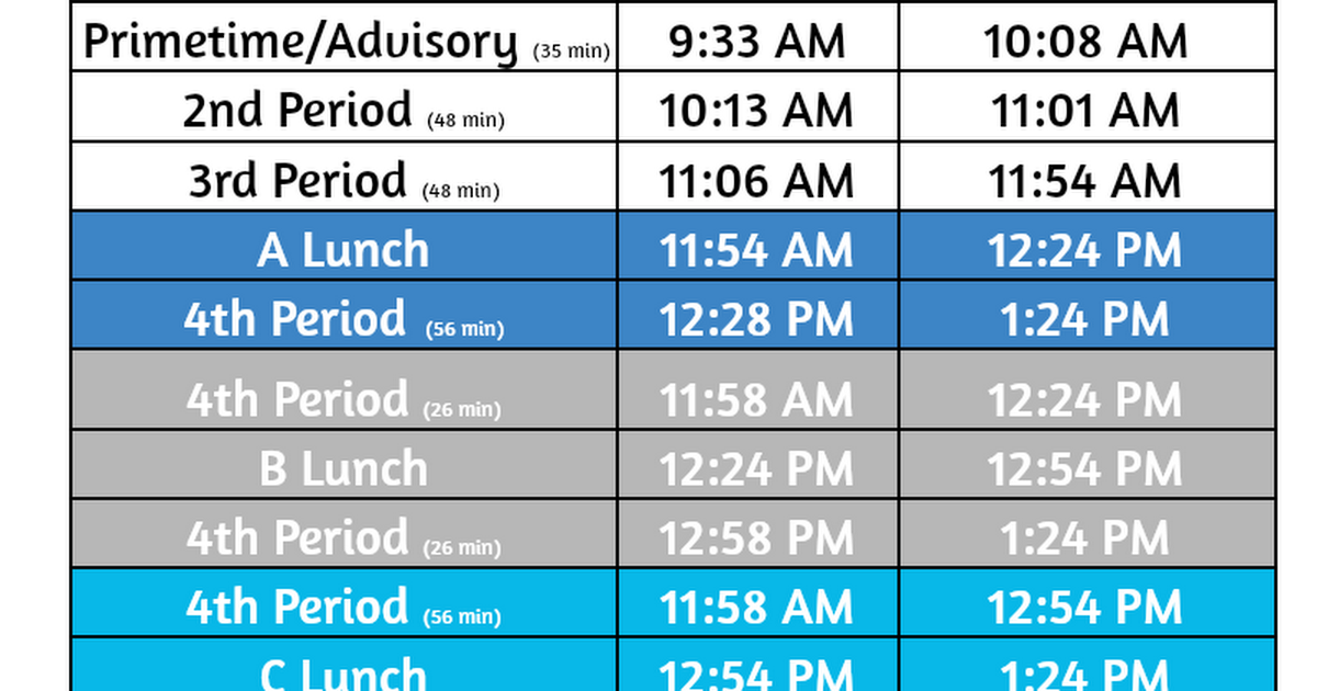 HBHS 2022-23 Bell Schedules