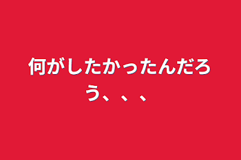 何がしたかったんだろう、、、