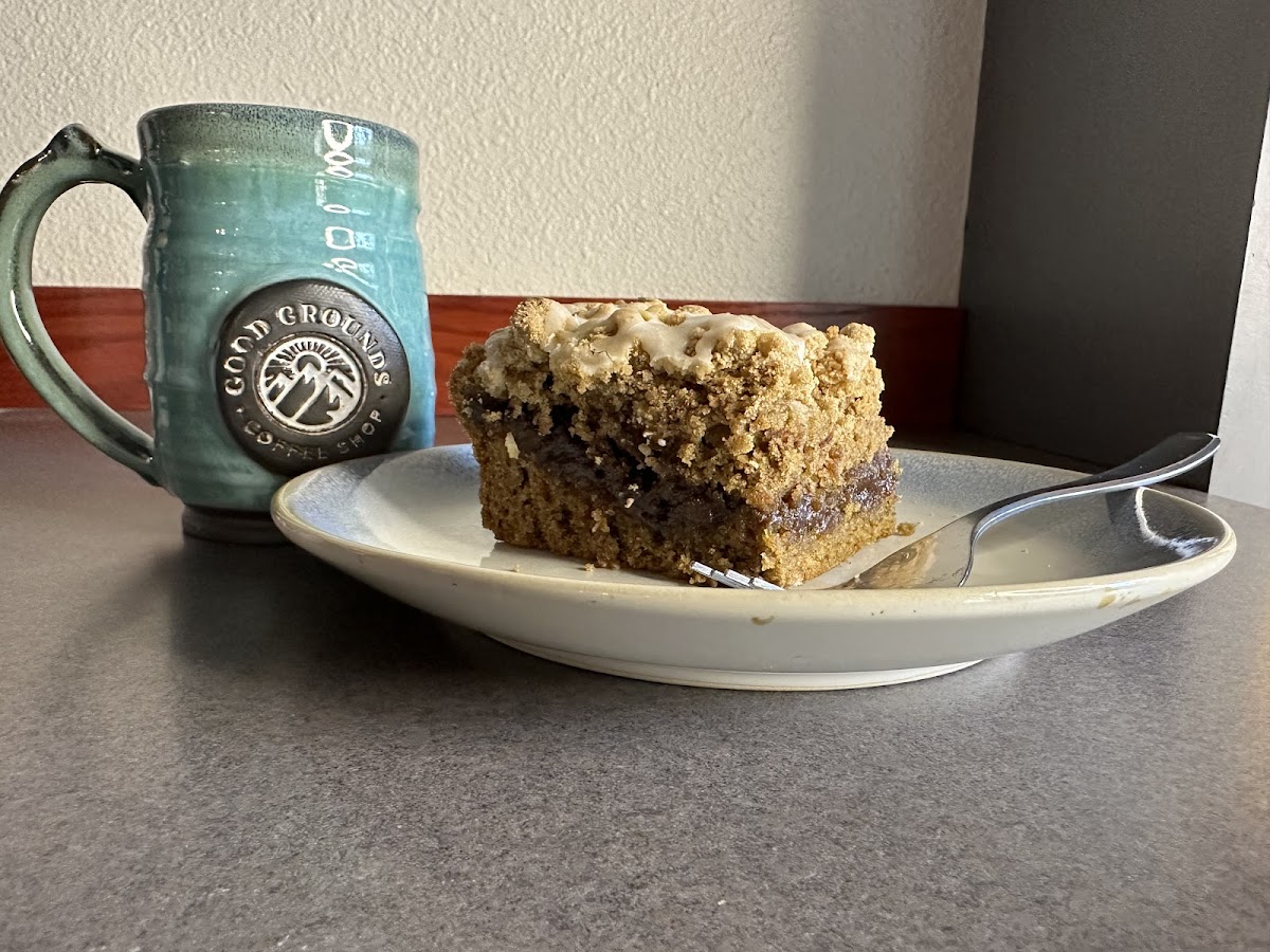 Our gluten free coffee cake is delicious with a cup of coffee