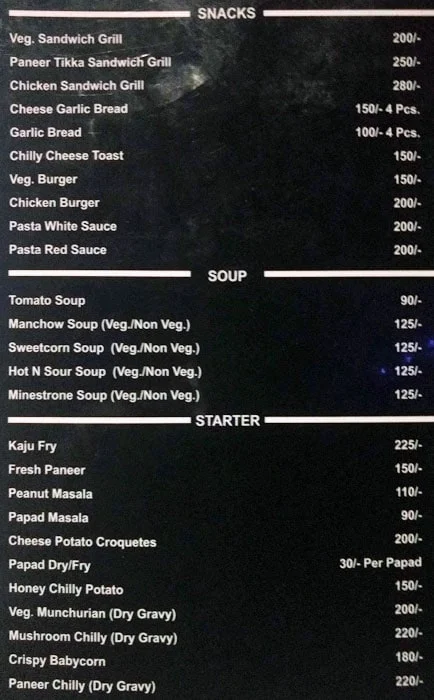 The Big Tamaasha Cafe menu 