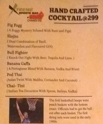 Xtreme Sports Bar & Grill menu 