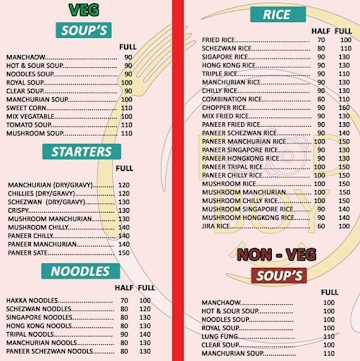 Monu Shop menu 