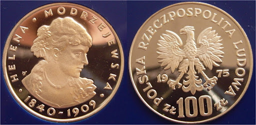 Commemorative coin with the image of Helena Modjeska.