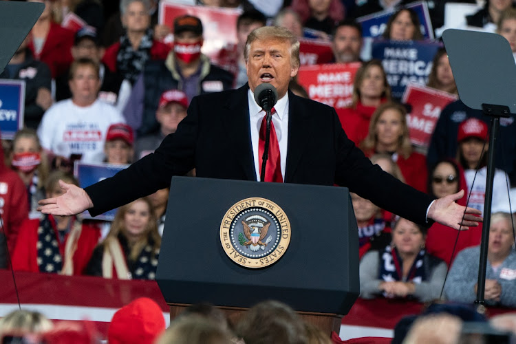 US President Donald Trump speaks at a rally in Valdosta, Georgia, the US, on December 5 2020. Picture: ELIJAH NOUVELAGE/BLOOMBERG