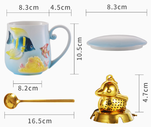 Title 1, Creative Animal Cute Fish Enamel Porcelain Lid ...