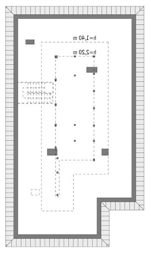 Wariantowy - wariant II - M132b - Rzut poddasza do indywidualnej adaptacji (65,4 m2 powierzchni użytkowej)