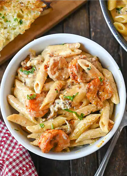 Shrimp Penne Creamy White Sauce