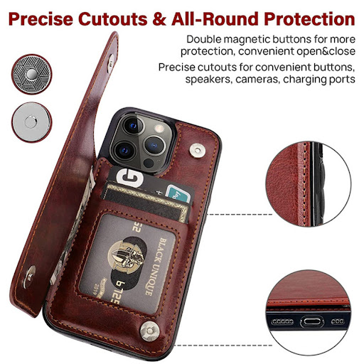 Title 18, Solid Color Double Buckle Mobile Phone Leather ...