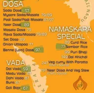 Namaskara Foods menu 1