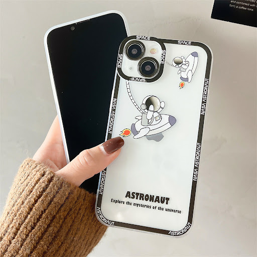 Title 5, Silicone Astronaut Printed Transparent Phone Ca...