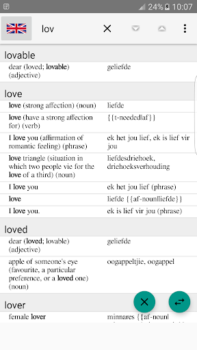 English to Afrikaans Dictionary - Offline