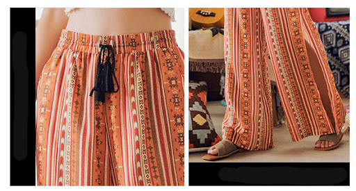 Title 7, Womens Bohemian Slit Loose Wide Leg Pants | Fl...